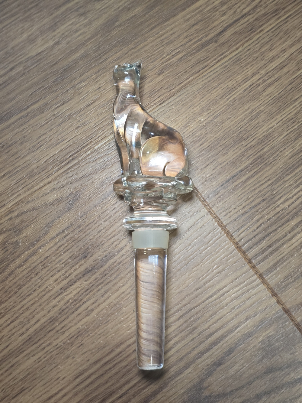 Towle Clear Glass Cat Bottle Stopper